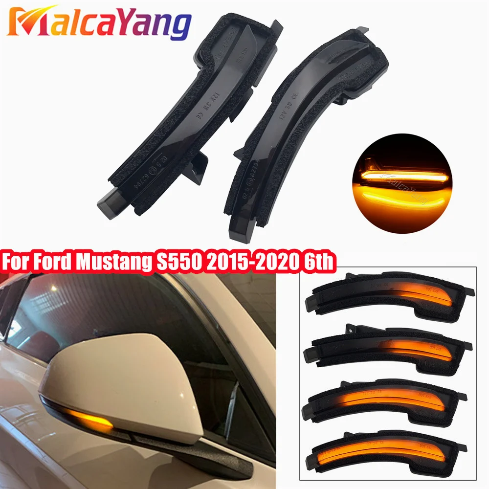 For Ford Mustang S550 2015-2020 LHD Car LED Dynamic Turn Signal Light Blinker Indicator Sequential Side Mirror Lamp Lights Trim