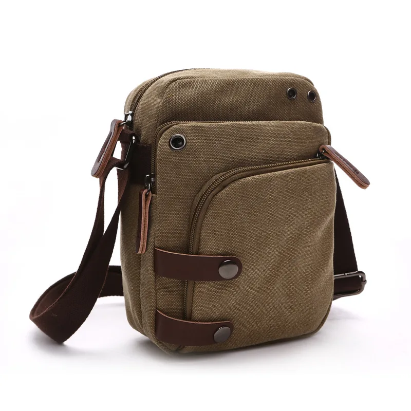 

Canvas men's crossbody bag, Korean version single-shoulder hand-carry multi-functional large-capacity single-shoulder bag