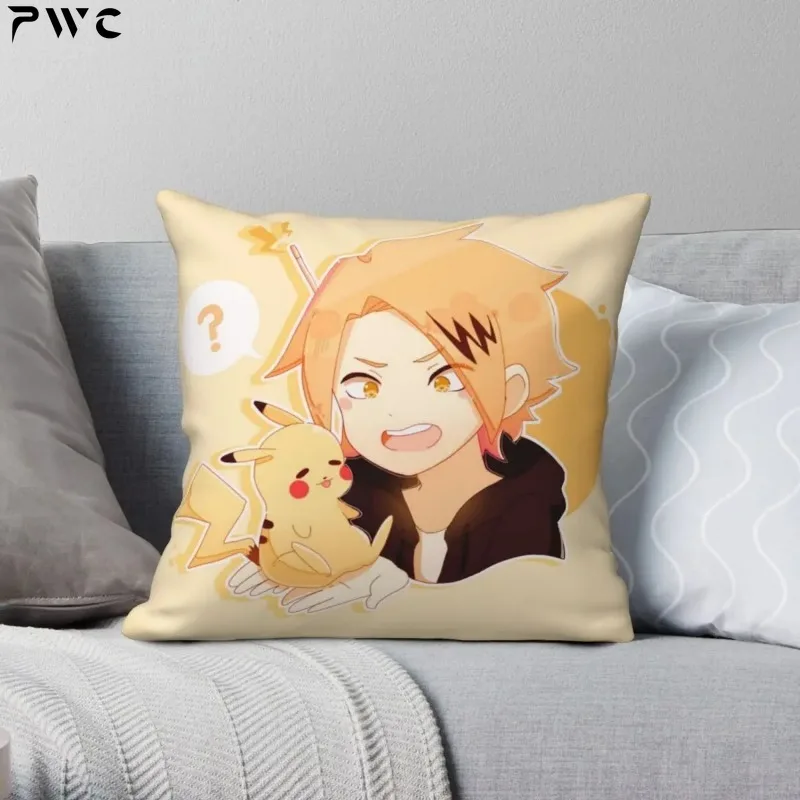 Cute Denki Kaminari Square Pillowcase Polyester Printed Zip Decor Pillow Case Car Cushion Cover 18