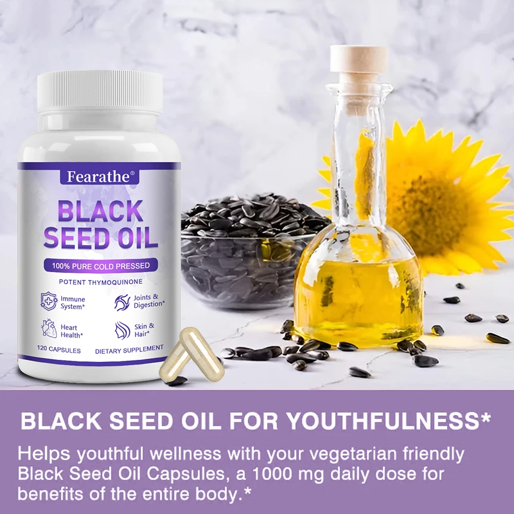 Organic Black Seed Oil - 100% Pure Cold Pressed, Supports Immune Defense, Heart Health, Joints, Digestion, Hair and Skin