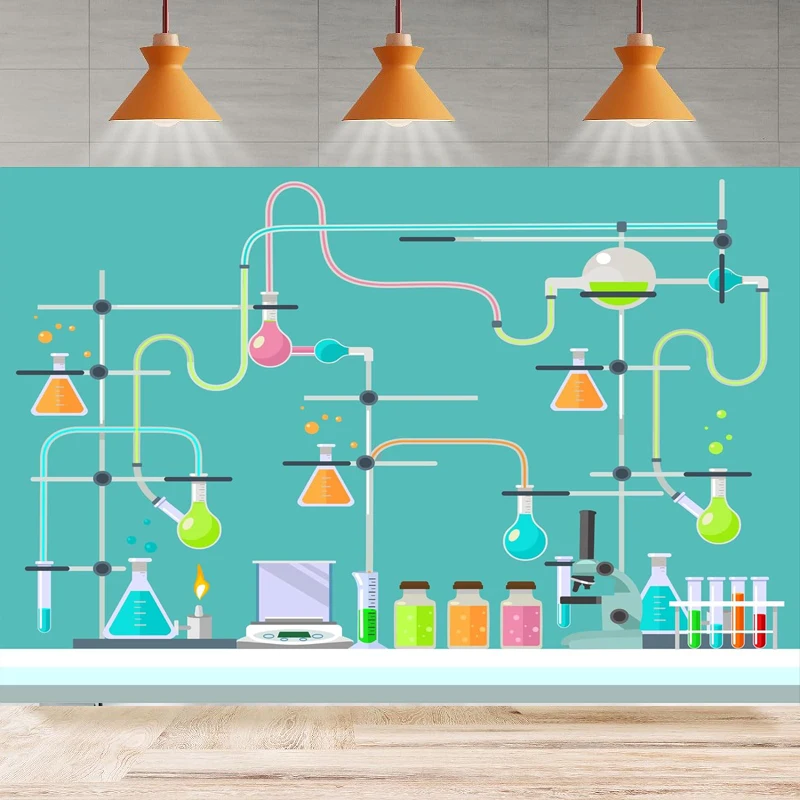 Photography Backdrop Blackboard Chemical Lab Elements Scene Setter Online Teaching Background Party Backdrop Wall Banner Decor