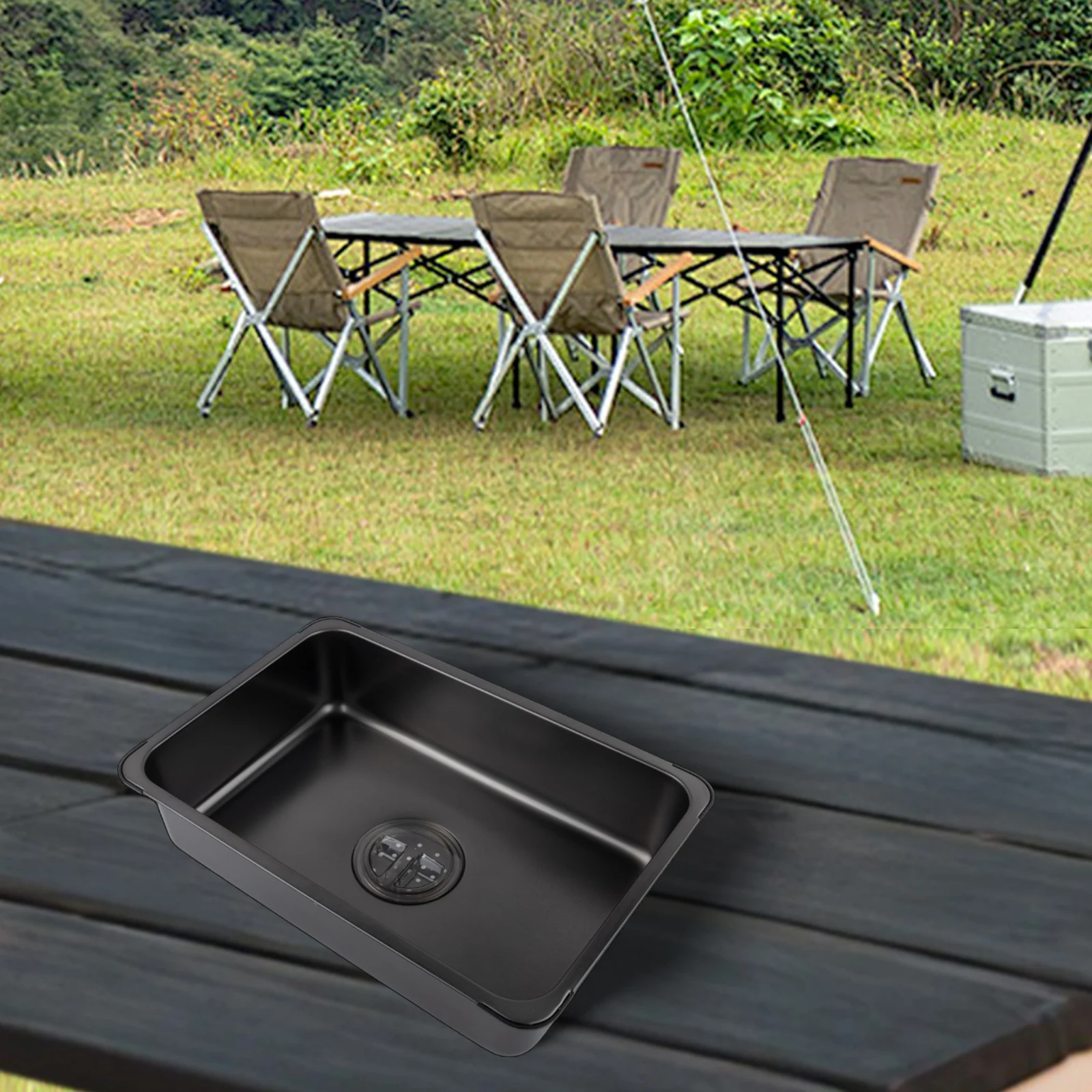 /Portable /Stainless /Steel Sink Basin 5.5L Foldable For IGT Table Compatible Dish Washing Colander For Outdoor Camping Kitchen