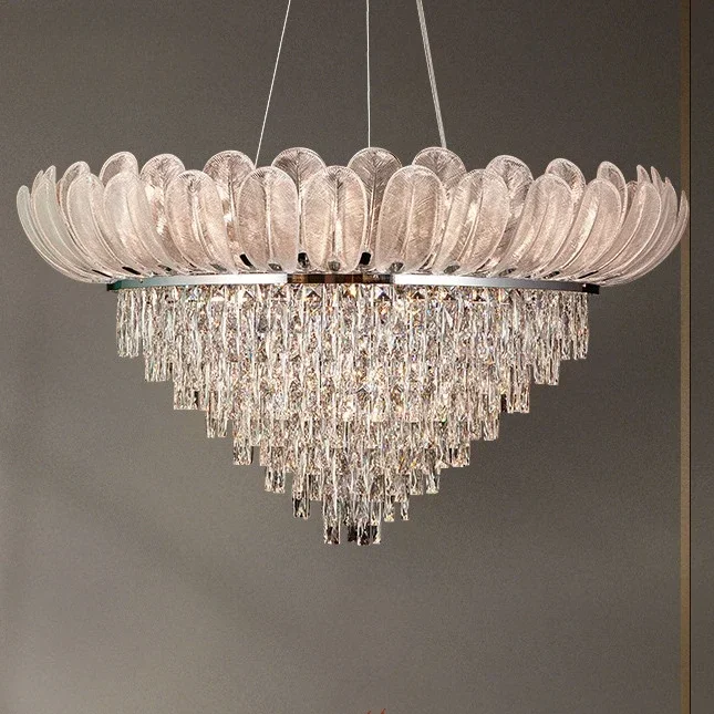 Luxury Crystal Ceiling Chandelier Lobby Shop Villa Ceiling Lamp Crown Living Room Pendant Lights Home Decorations Lustre