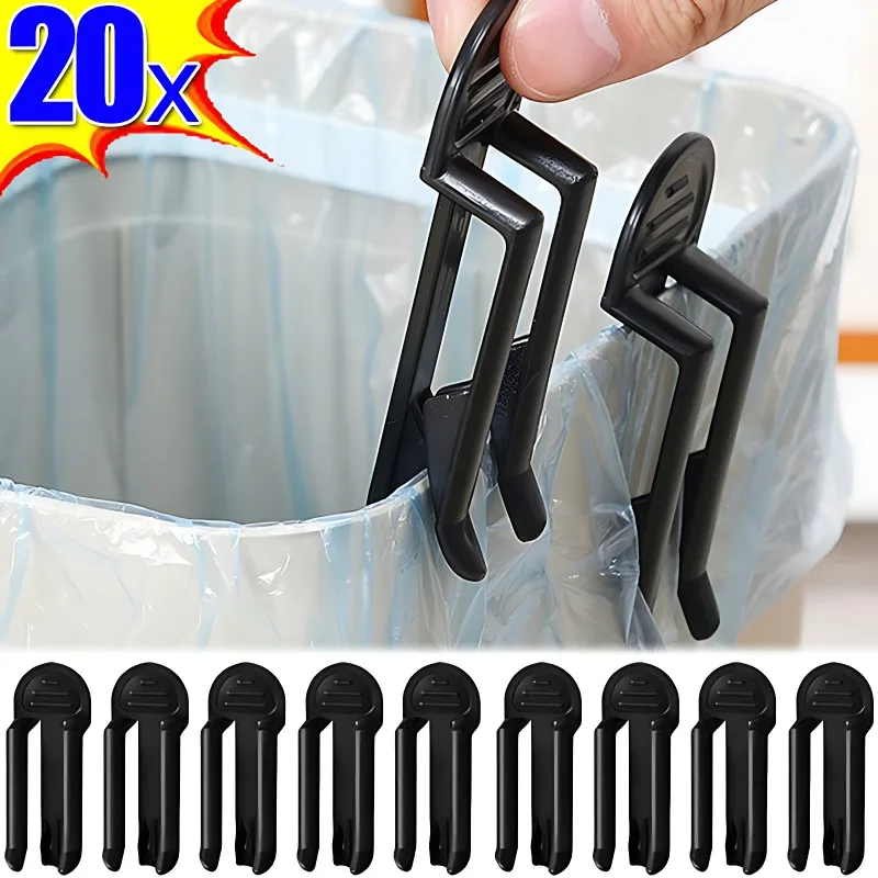 2/20pcs Garbage Bin Clip Plastic Useful Waste Can Trash Bag Clamp Bin Bag Holder Rubbish Clip for Home Kitchen Bathroom Tool