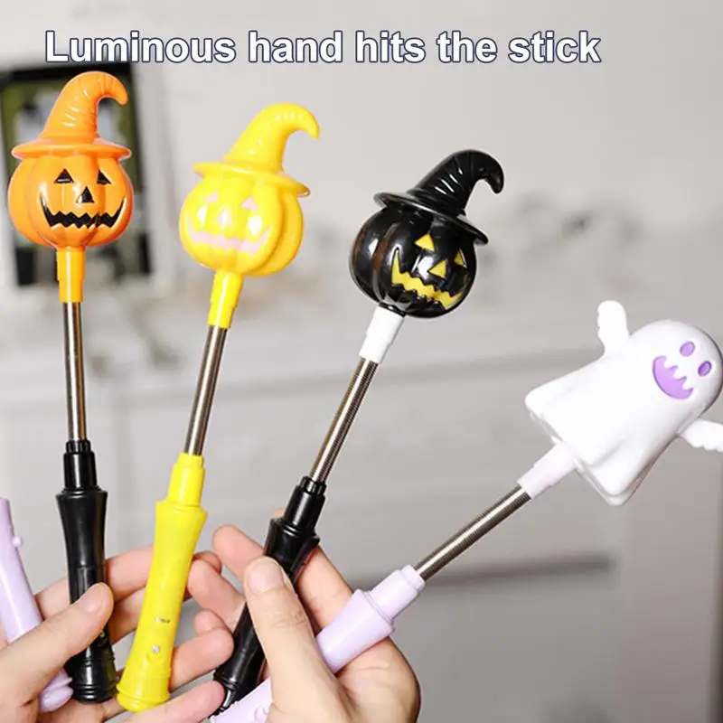 2024 Halloween Light-up Wand Halloween Pumpkin Wand Pumpkin Shake Toys Glow Pumpkin Stick Ghost Flashing Wand For Joyful