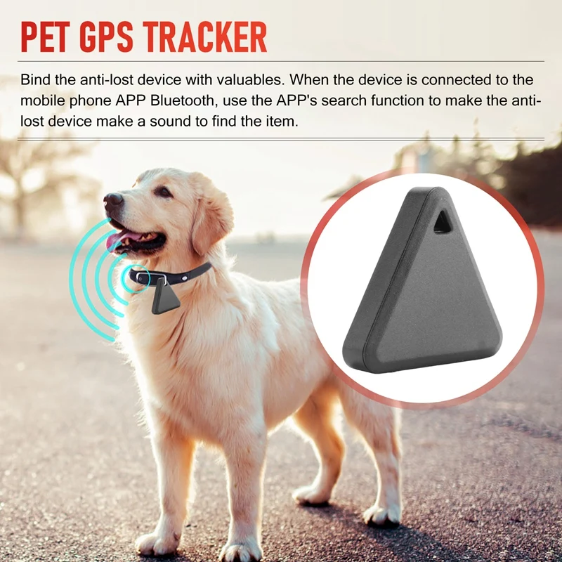 Pet Smart Mini GPS Tracker Pet Locator Anti-Lost Waterproof Bluetooth Tracker Triangular Kids Dog Cat Tracker