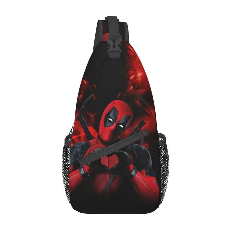 Deadpool Funny Superhero Crossbody Sling Backpack Men Custom Cartoon Cosplay Chest Shoulder Bag for Cycling Camping Daypack