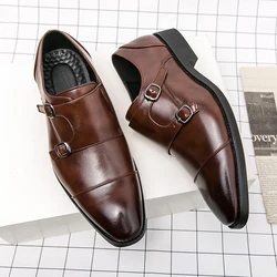 Classic Brand Versatile Men's Leather Casual Shoes Office Business Shoes Pointed Low Heel Men's Formal Shoes Big Size：38-48