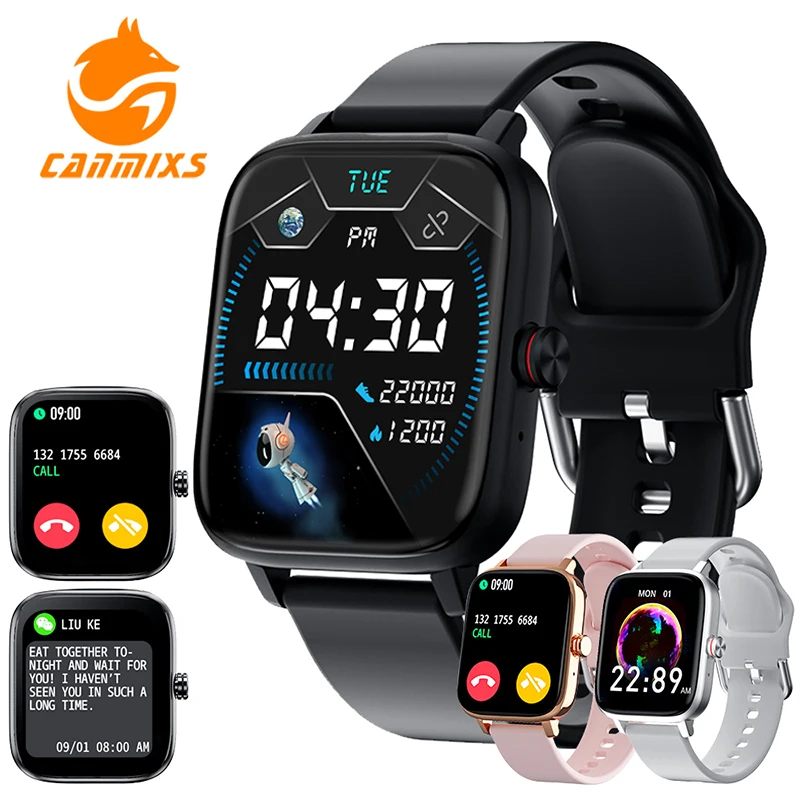 Reloj inteligente para hombre y mujer, pulsera deportiva con Bluetooth, llamadas telefónicas, personalizada, resistente al agua, pantalla táctil completa, regalo