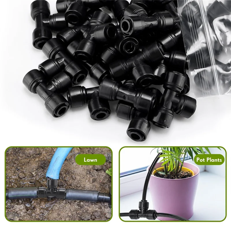 

AB46-30Pcs 1/4Inch Drip Irrigation Tee Connectors Irrigation Connectors For Drip Tube Quick Connect Drip Irrigation Parts