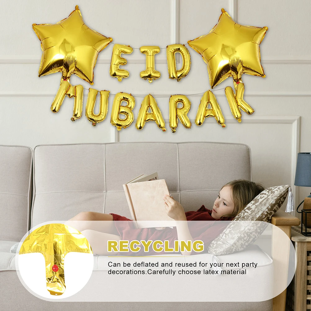 

1 set Eid Balloon Set Ramadan Letter Moon Mubarak Muslim Festival Supplies Creative Decoration Party Accessories