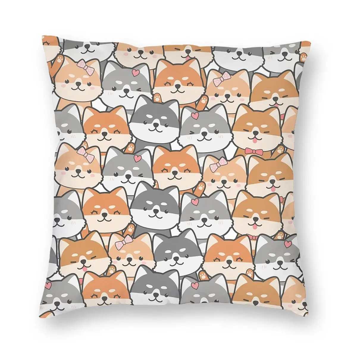 Cute Shiba Inu Dog Cartoon Pattern Square Pillowcase Pillow Cover Cushion Decor Comfort Throw Pillow for Home Sofa