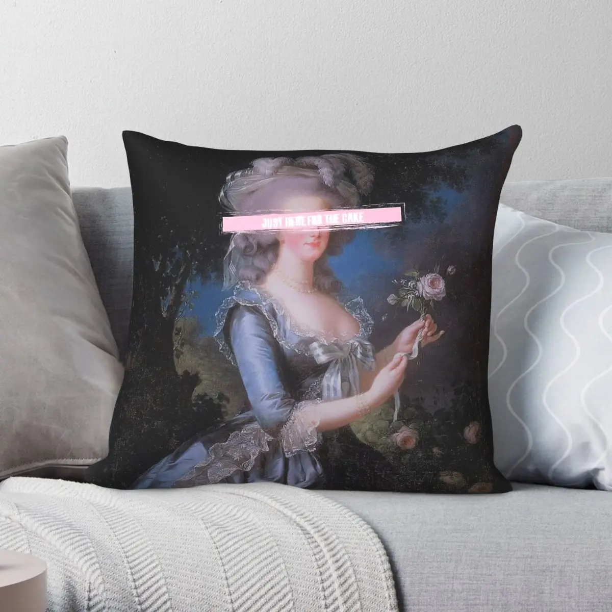 Marie Antoinette Just Here For The Cake Pillowcase Polyester Linen Velvet Pattern Zip Decor Pillow Case Sofa Cushion Cover