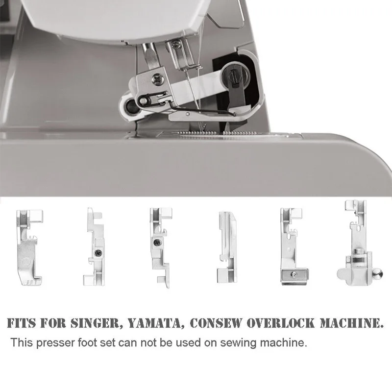 6pcs/Set Presser Foot Accessories Multifunctional Overlock Sewing Machine Presser Foot For Singer Yamata Consew Overlock Machine