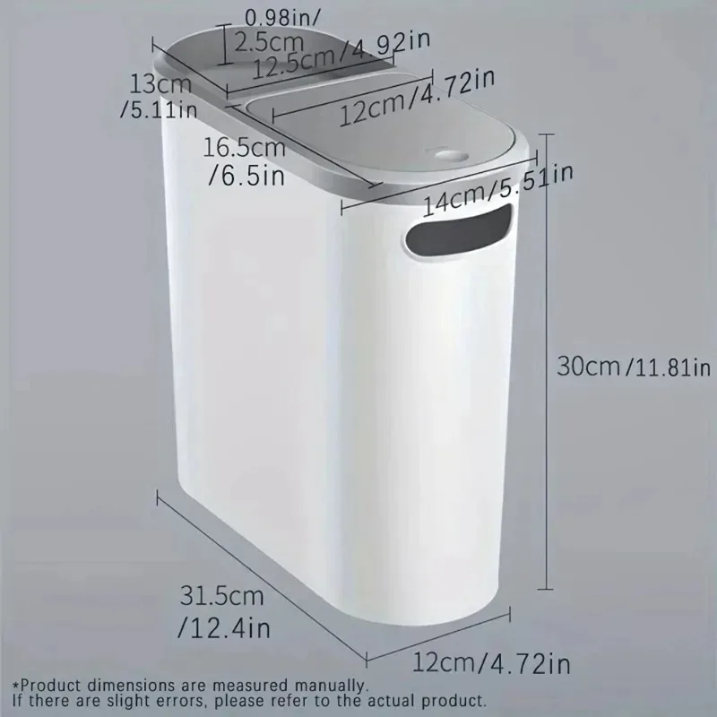 Press Type Trash Can With Lid Narrow Large Capacity Household Waste Bin For Bathroom Kitchen Bedroom Storage Garbage Container