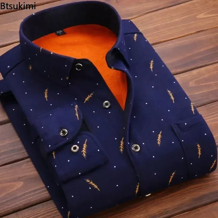 Nuevas camisas cálidas informales a la moda para hombre, camisa gruesa de lana con estampado de cuadros de manga larga para otoño e invierno, blusa