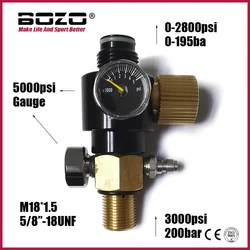 HPA Druckluft Tank Zylinder Regler Einstellbare Ausgangs 0-2800psi(0-195bar) pin Ventil 300bar 5/8