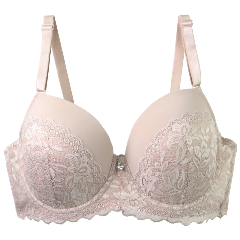 DaiNaFang Push-up podprsenky pro ženy, prodyšné, s krajkovým lemem, CDE Cup, spodní prádlo, černá, růžová, khaki, červená, plus size - náhled 4