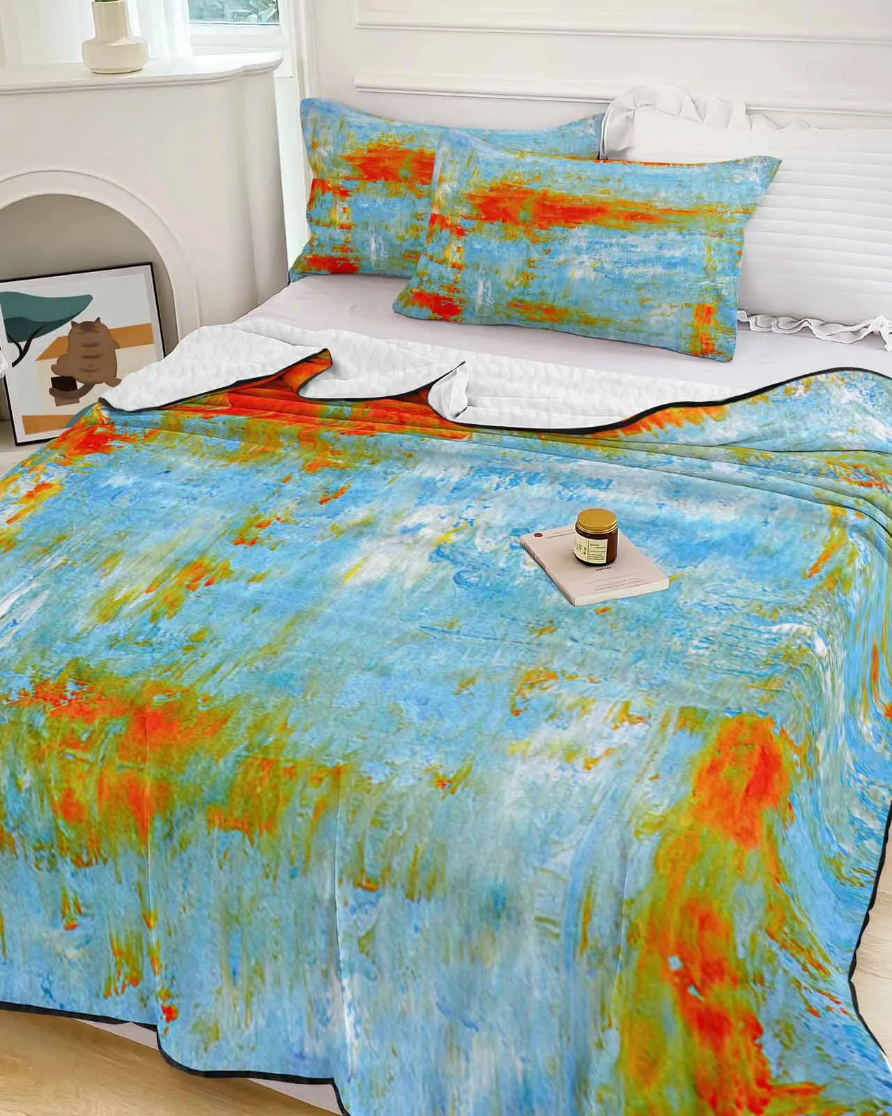 Orange Abstract Art Cooling Blankets Air Condition Comforter Lightweight Summer Quilt for Bed Breathable Soft Thin Quilt