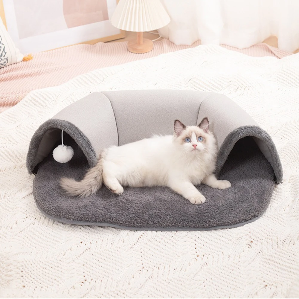 

Cat Tunnel Bed for Pets Cats 2-in-1 Cat Bed Play Tunnel