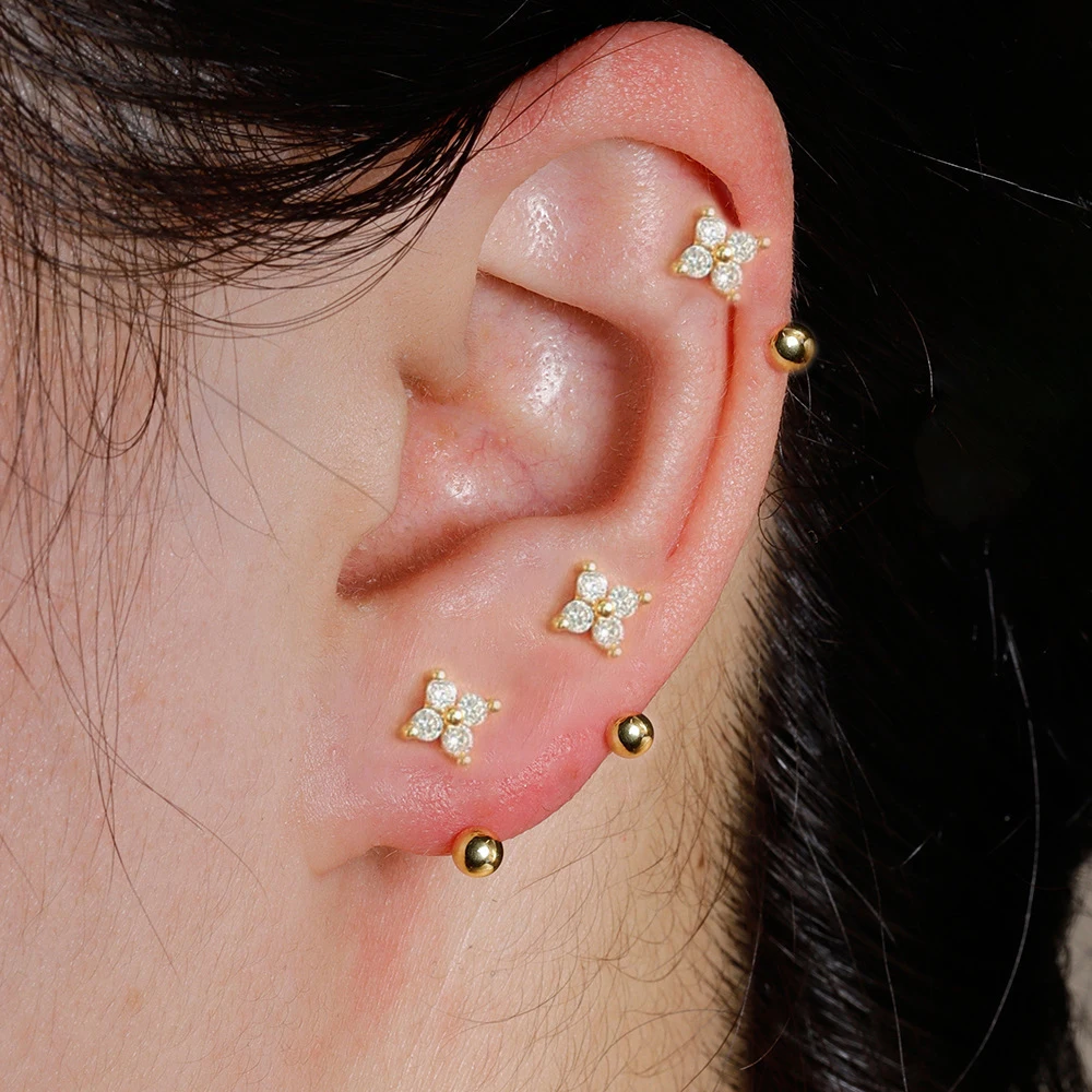 Exquisite Cubic Zirconia Flower Small Stud Earrings