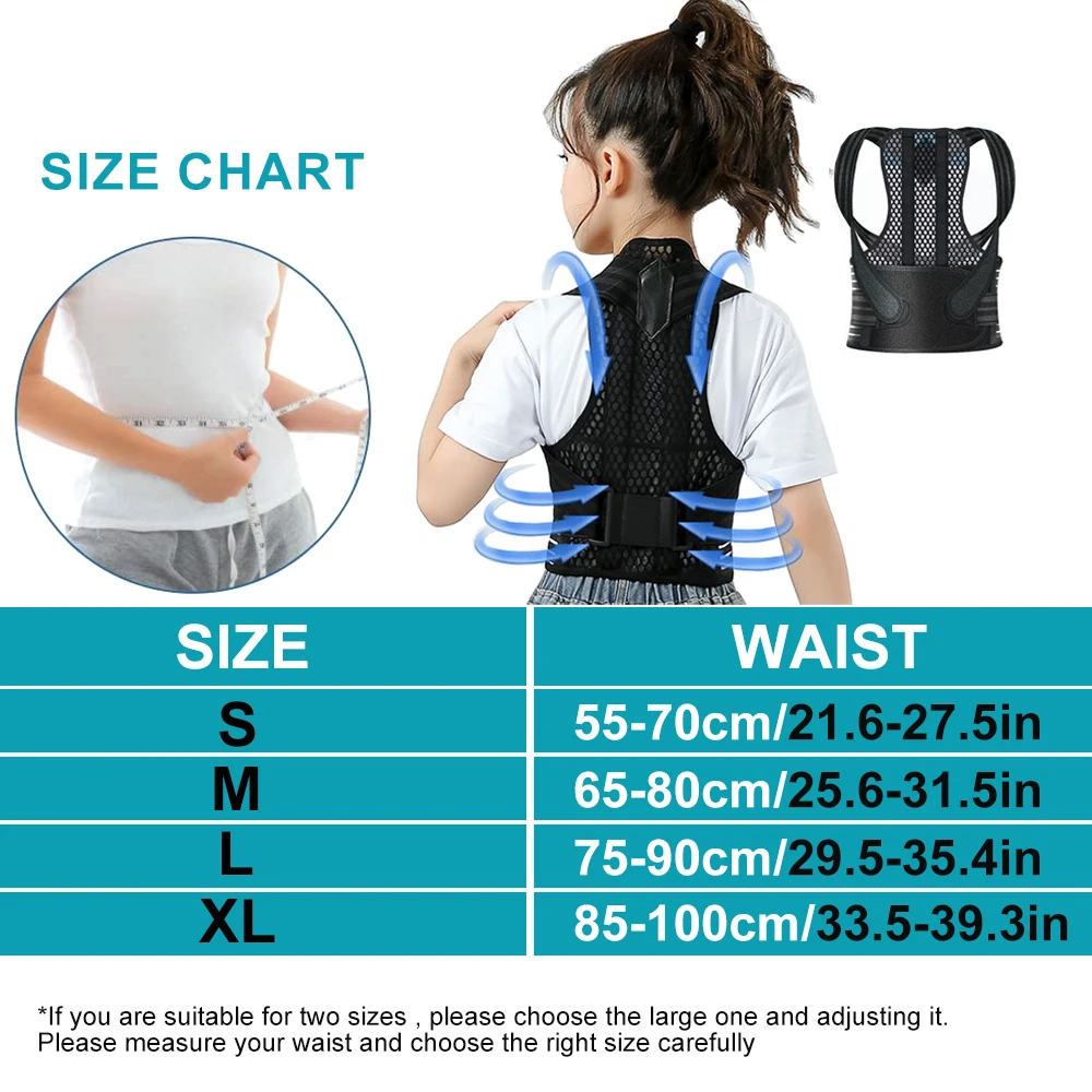 1PCS Posture Corrector for Kids Adjustable Back Straighter Shoulder Pads Upper Back Posture Brace for Teenagers Spinal Support view 2