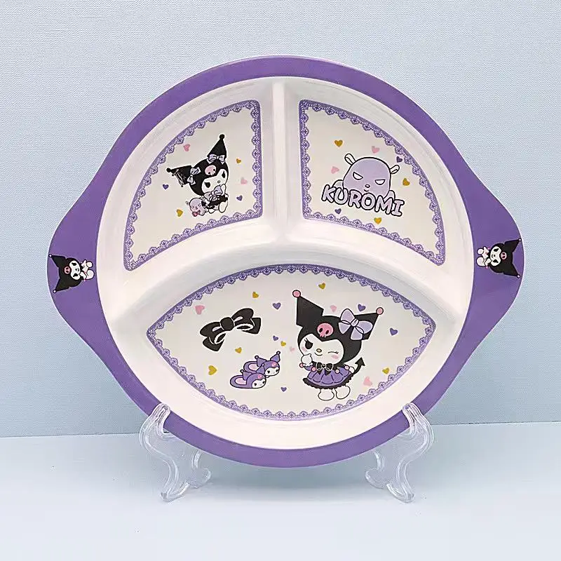 น่ารักการ์ตูน Sanrios Kuromi บนโต๊ะอาหารชามจานถ้วยตะเกียบช้อนชุดแฟชั่นเลียนแบบ Porcelain Tableware ดูดี