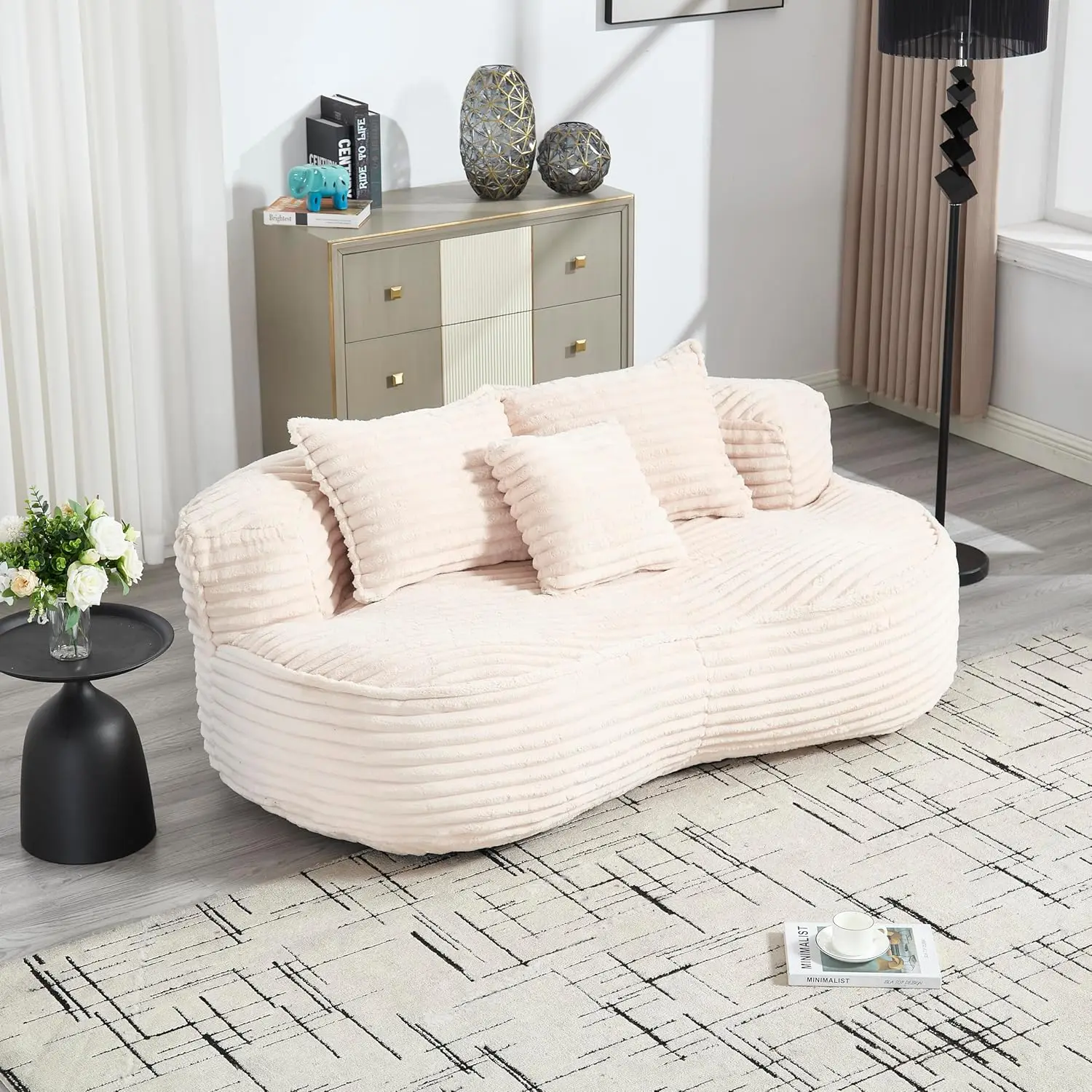 Bean Bag Sofa for Ultimate Relaxation, Durable Foam Filling, Indoor & Outdoor Comfort, Beige, Customized