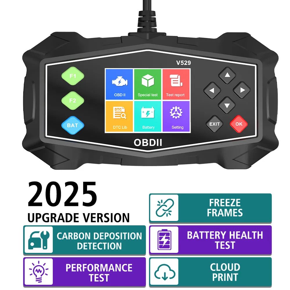 

Battery Tester OBD II Scanner Check Engine System Fault Code Clear V529 Car OBD2 Diagnostic Tools Code Reader