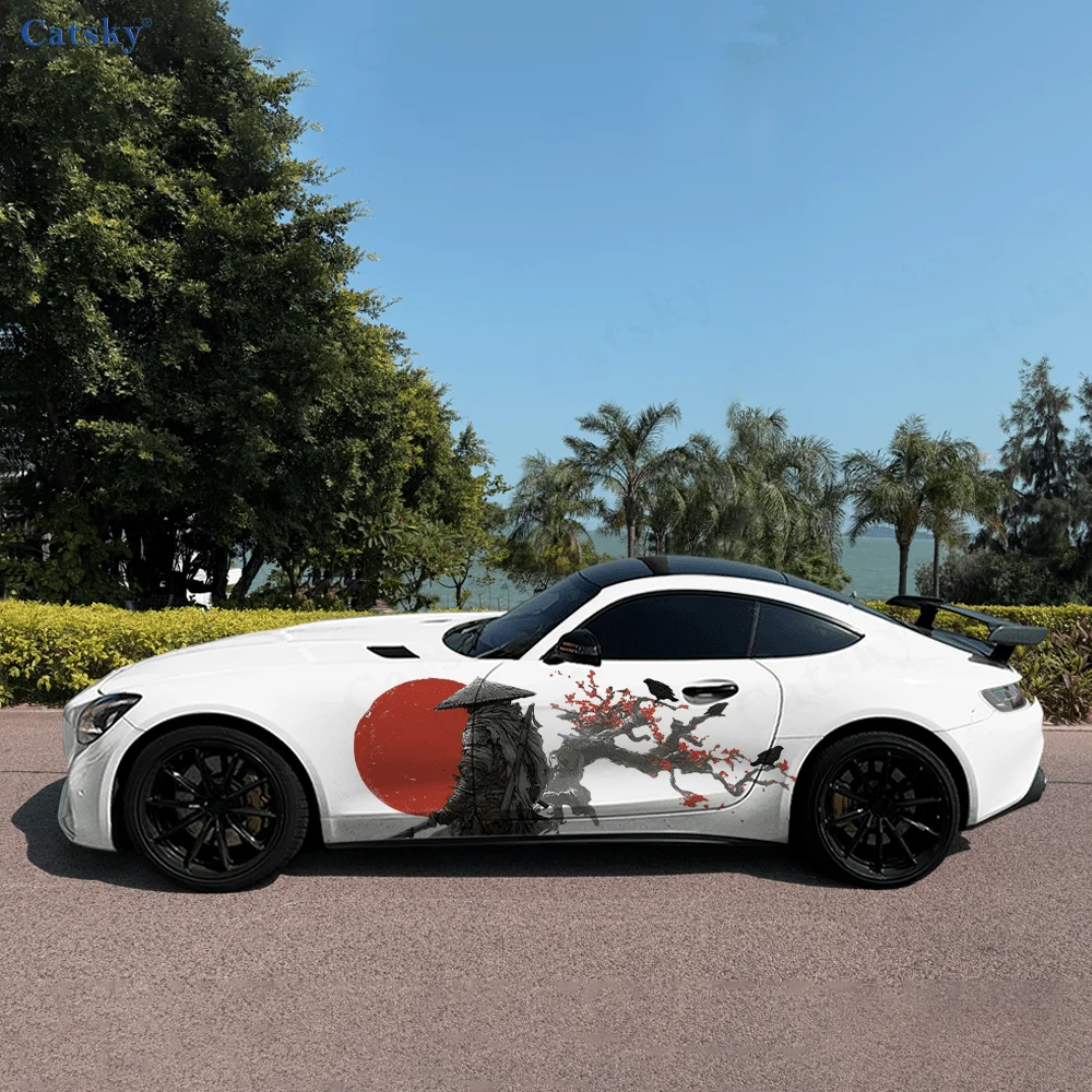 Warrior Flower Branch Sun Car Vinyl Wraps Decal Self-adhesive PVC Sticker Suitable for Trucks SUV Decor Auto Accessories Gift