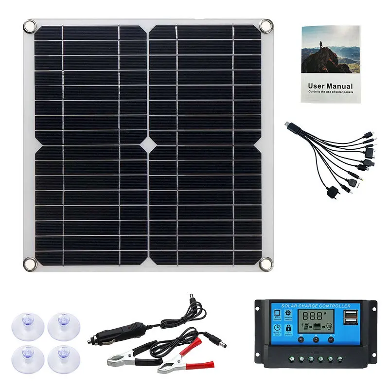 30W-500W Flexible Solar Panel 12V Battery Charger Dual USB With 10A-60A Controller Solar Cells Power Bank for Phone Car Yacht RV