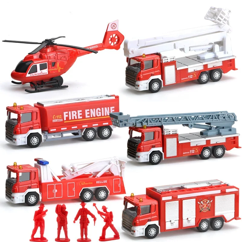 1:52 Modello di Veicolo Giocattolo In Lega Pressofuso Ingegneria Ascensore di Salvataggio Camion Dei Pompieri Serie Auto Giocattolo Tirare Indietro Auto Giocattolo Regali Per Bambini B98