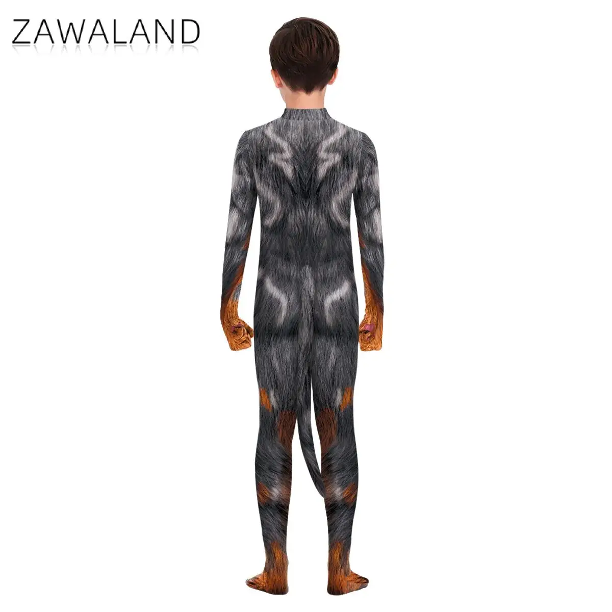 Zawaland-mono elástico con cola de oso para niños y niñas, divertido disfraz de Cosplay, Catsuit, mono Zentai