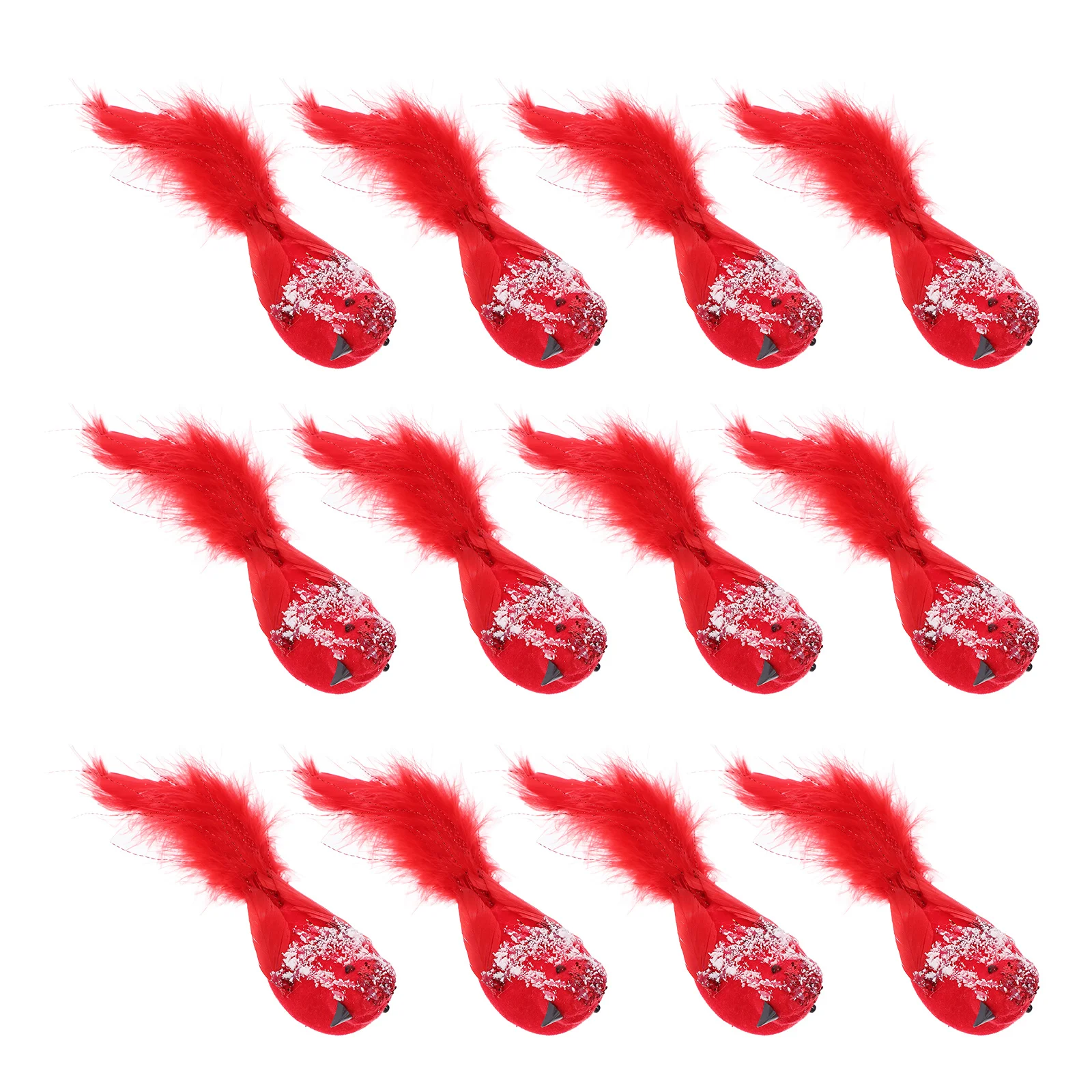 

12Pcs Red Artificial Birds Clip Realistic Plumes Ornaments Christmas Tree Wreath Home Decoration Simulated Bird Decor