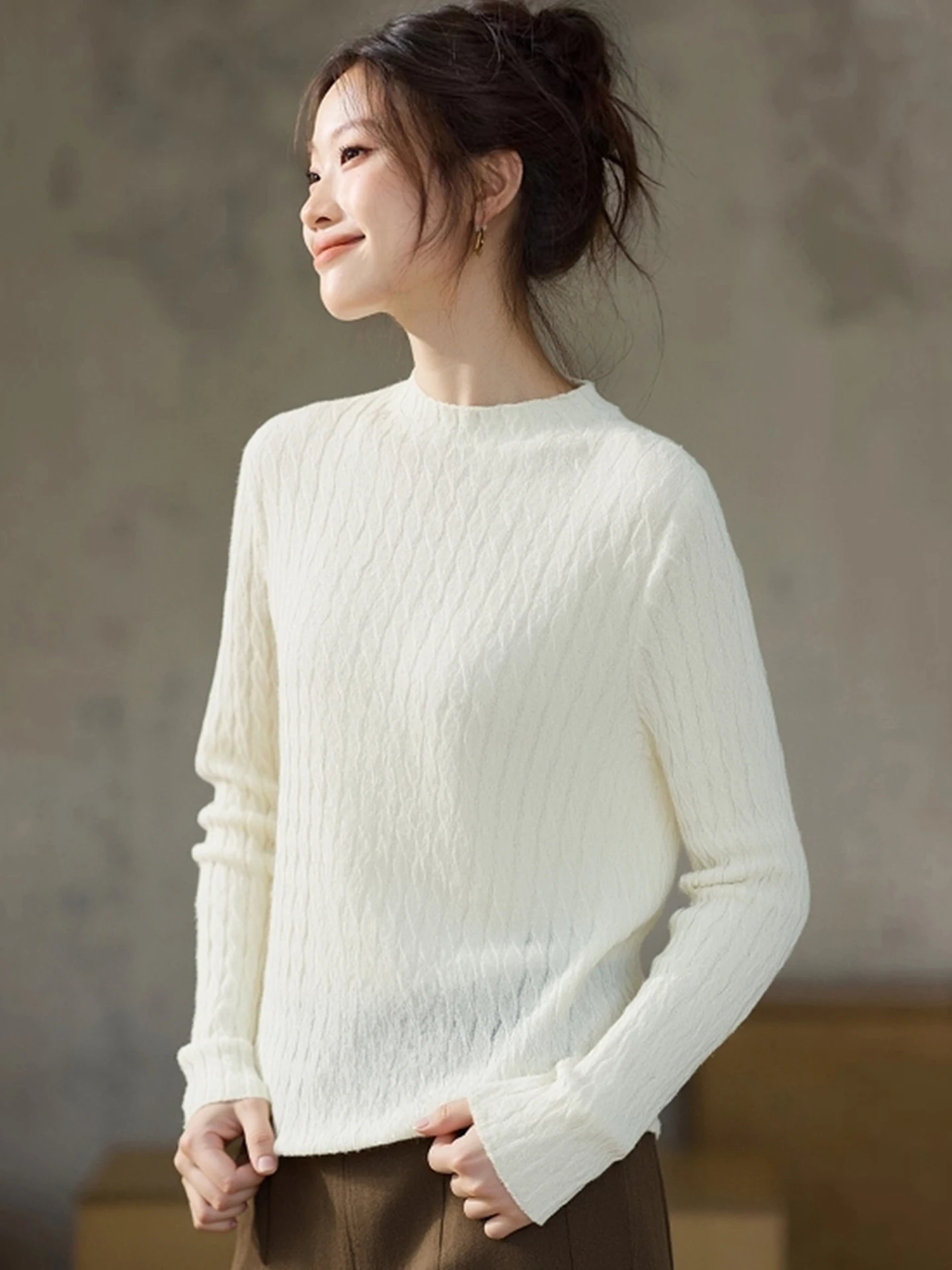 부드럽고 아늑한 롱 니트 스웨터 여성용 겨울 패션 캐주얼 다용도 베이스 레이어 슬림핏 오버헤드 스웨터