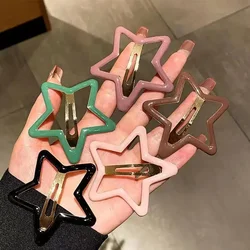 Colorful Y2K Star Hair Clips Women Girls Pentagram Clouds Metal Snap Clip Hairpins Barrettes Hair Grip Jewelry Bobby Hair Pins