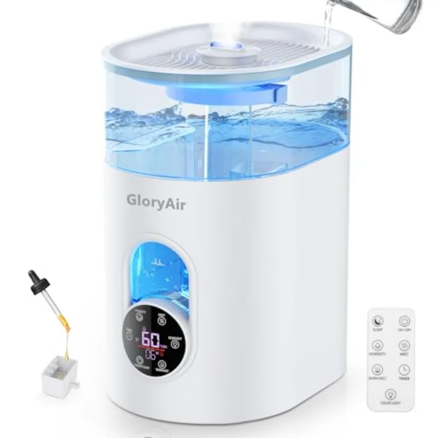 

Humidifiers for Bedroom Large Room Home - 6L Quiet Top Fill Cool and Warm Mist Humidifier with Smart Humidity Control, Remote C