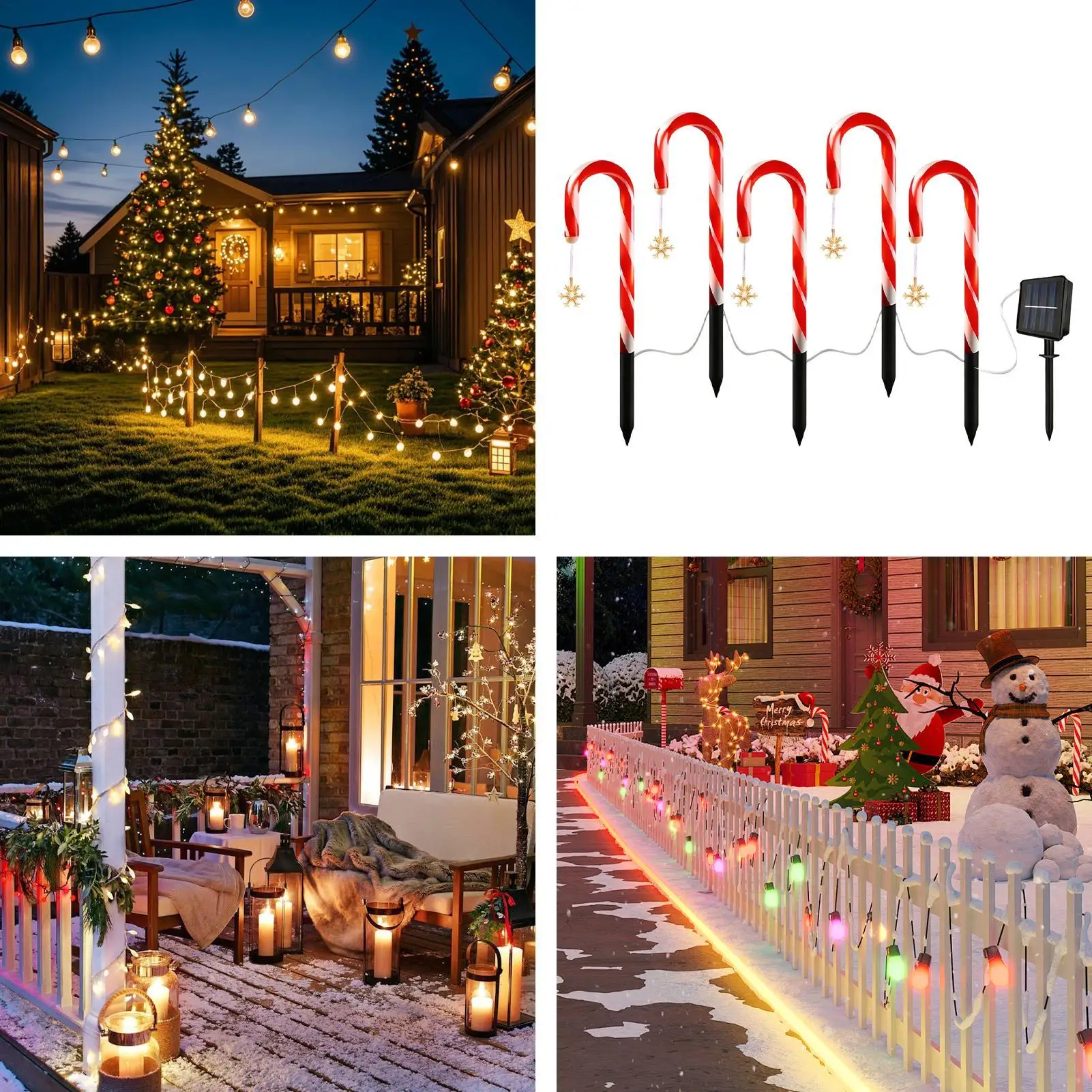 عيد الميلاد في الهواء الطلق ضوء الشمس 5 قطع 8-وضع زخرفة الشمسية أضواء قصب الحلوى زينة عيد الميلاد لمسار فناء ساحة الفناء الخلفي #5