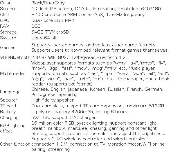 ANBERNIC RG40XX H Handheld Game Console 4'' Screen Linux System Joystick RGB Lighting Effect RG40XXH Video Player Trimui Console