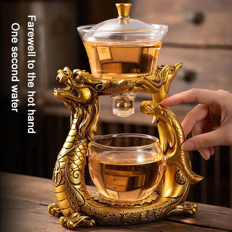 HOONRA Creative Dragon Glass Teapot Drinking Heat-resistant Glass Teapot Infuser Tea Turkish Drip Pot Base For Tea Coffee Maker