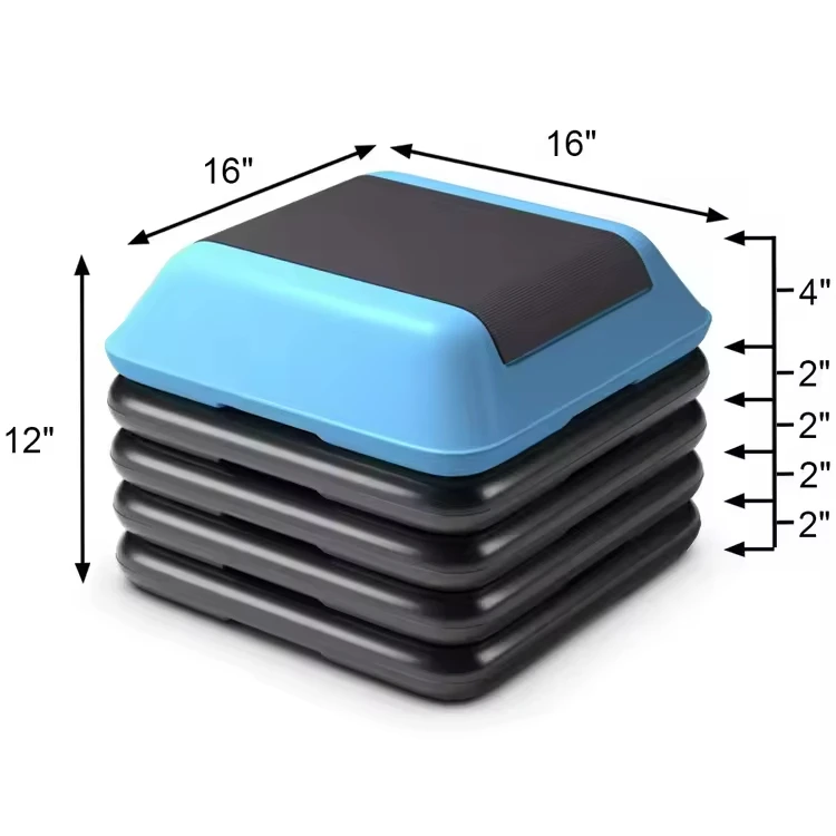 منصة هوائية عالية الخطوة قابلة للتعديل مع 4 ناهضات سطح مطاطي غير قابل للانزلاق لتدريبات اللياقة البدنية منصة خطوة للتمرين #3