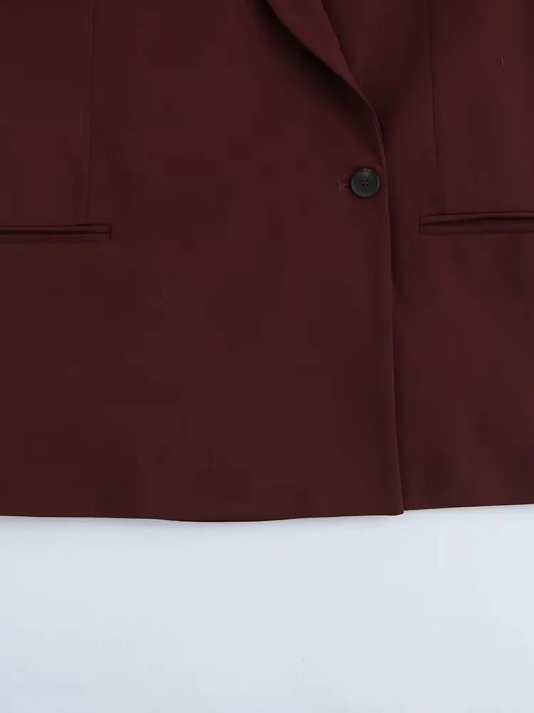 NLZGMSJ 2025 Lente vrouwen Office Blazer Effen Zakken V-hals Lange Mouw Enkele Knop Blazer Mode Outwears