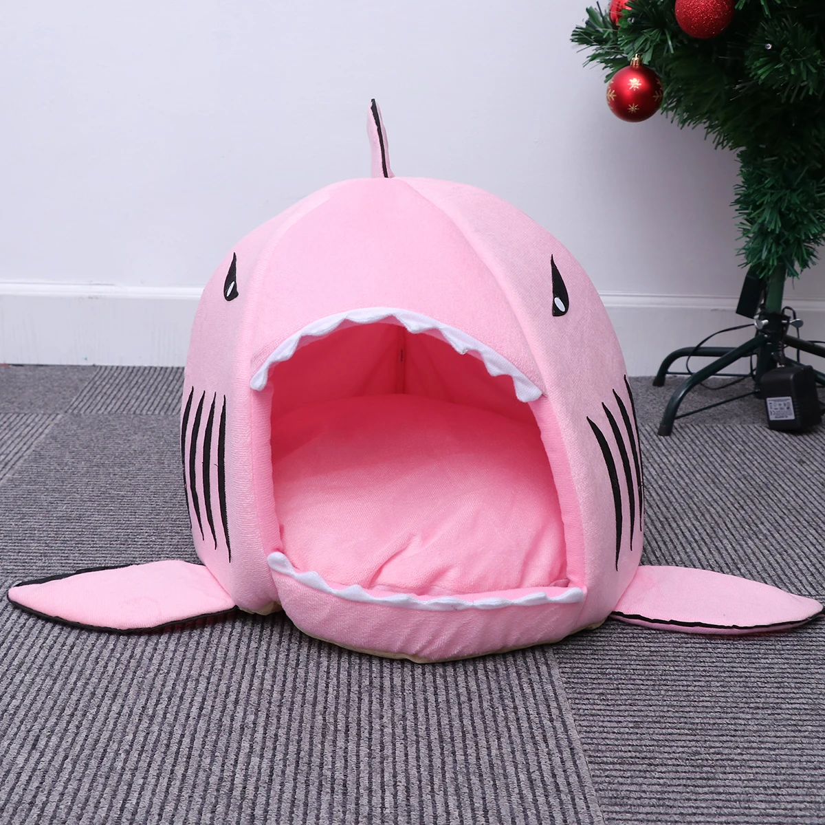 

Pet Dog Cat Bed Nest Shark Winter Sleeping Bag Warm Kennel Cat Puppy House Warm Cats Sleeping Bed Mat - Size S (Pink)