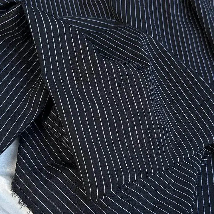 Black Fine Pinstripe High Count Cotton Designer Fabric for shirts dresses skirts childrenswear Atelier Garment Making Material