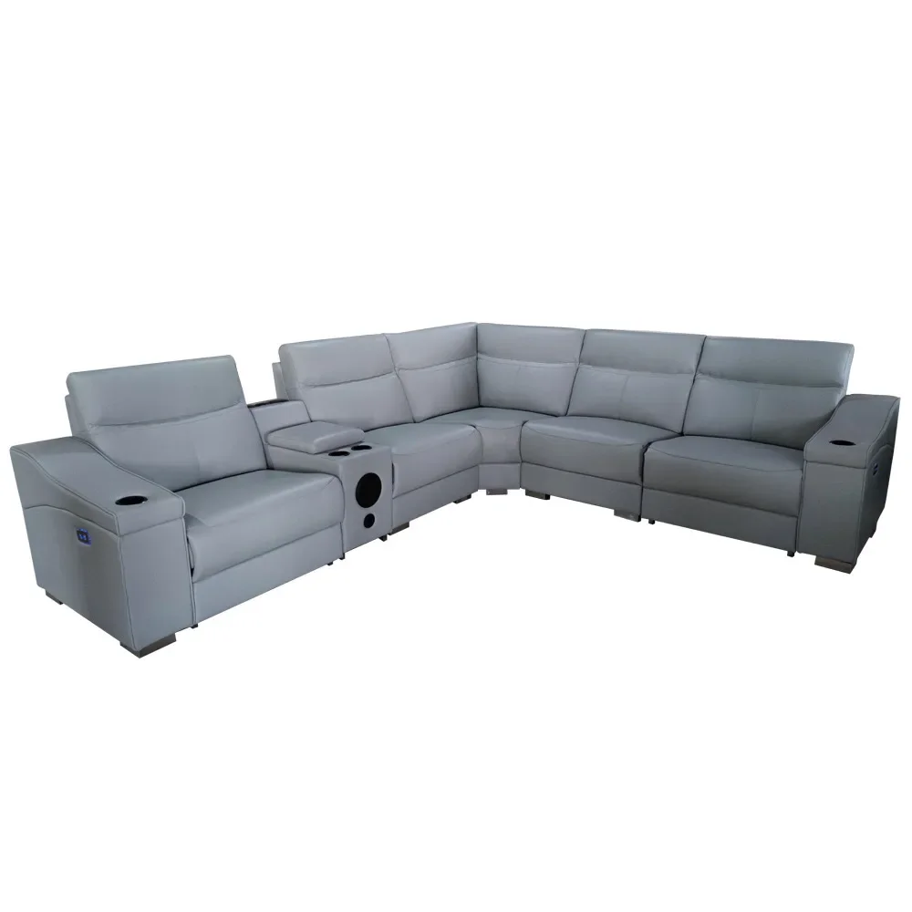 Linlamlim Mirage Theater Power Reclining Sectional Couch Genuine Leather Electric Recliner Sofa With Speaker Cinema Seating Room