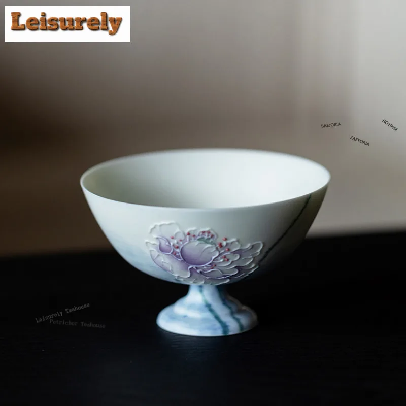 

90ml Pastels Corn Poppy Teacup Antique Tea Bowl Beautiful Tea Cup Tea-tasting Fragrance Cup Chazhan Master Cups Tea Ceremony