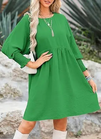 Curvy Ruffled A-line Pure And Elegant Women's Holiday Dress Round Neck Waist Casual Dress Midi Dress Women Sukienki Na Lato