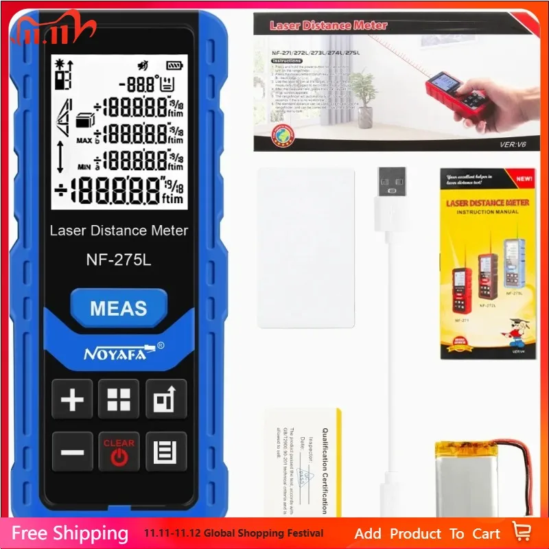 

NF-275L Laser Distance Meter 60/100M Rangefinder Profesional Digital Range Finder Ruler Test Tools Ruler Distance Measuring Tape
