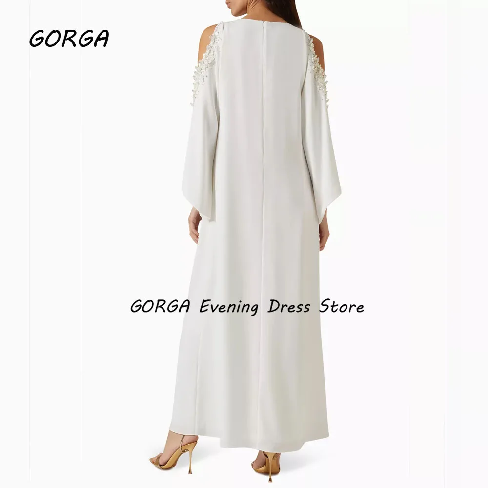 GORGA Dew shoulder Beading Mermaid 2024 Slim Long Crepe Ocassion Gown Floor-Length Evening Dress فستان سهرة نسائي