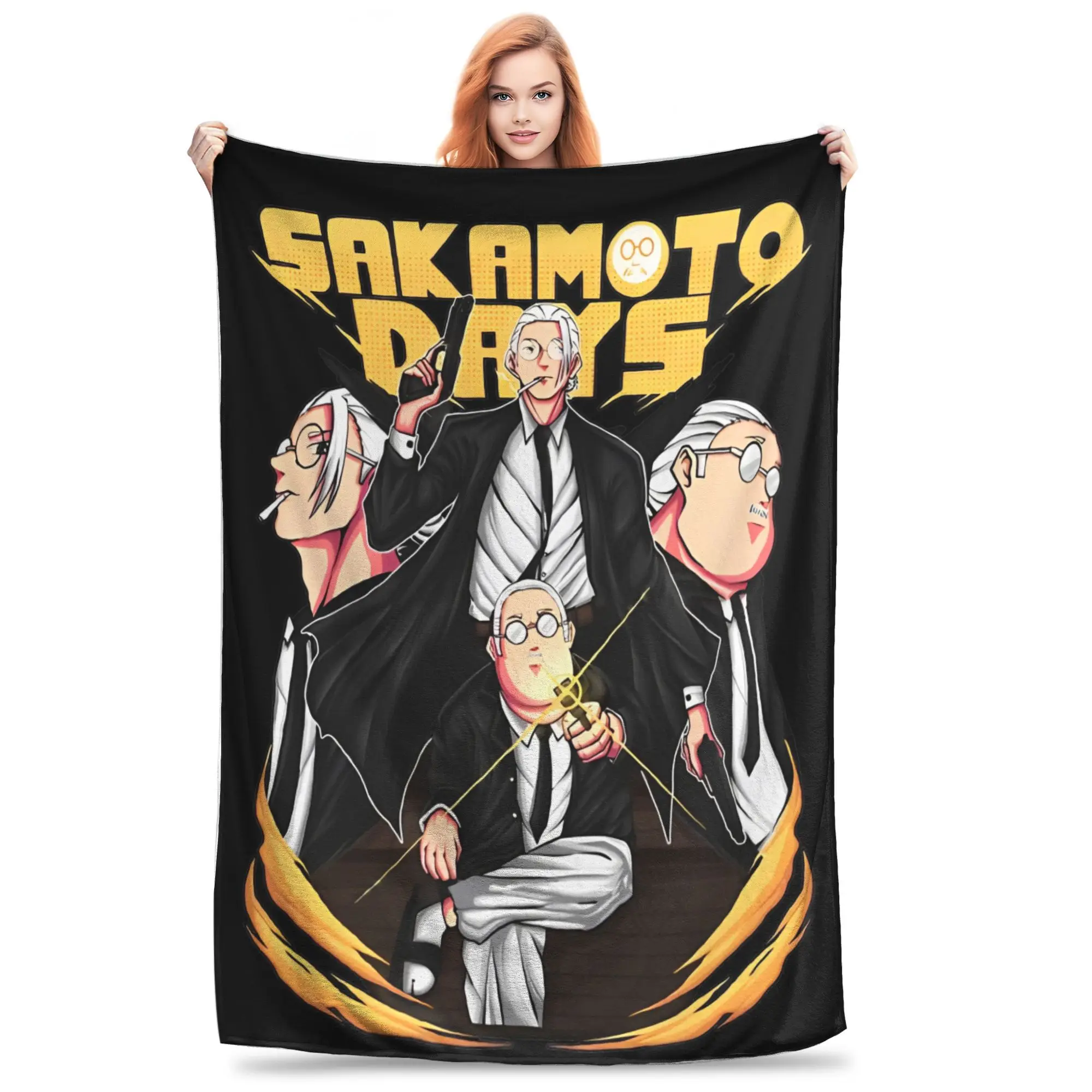 Sakamoto Days Blanket Cover Fleece Anime Soft Throw Blanket for Bedroom Sofa Bedspread